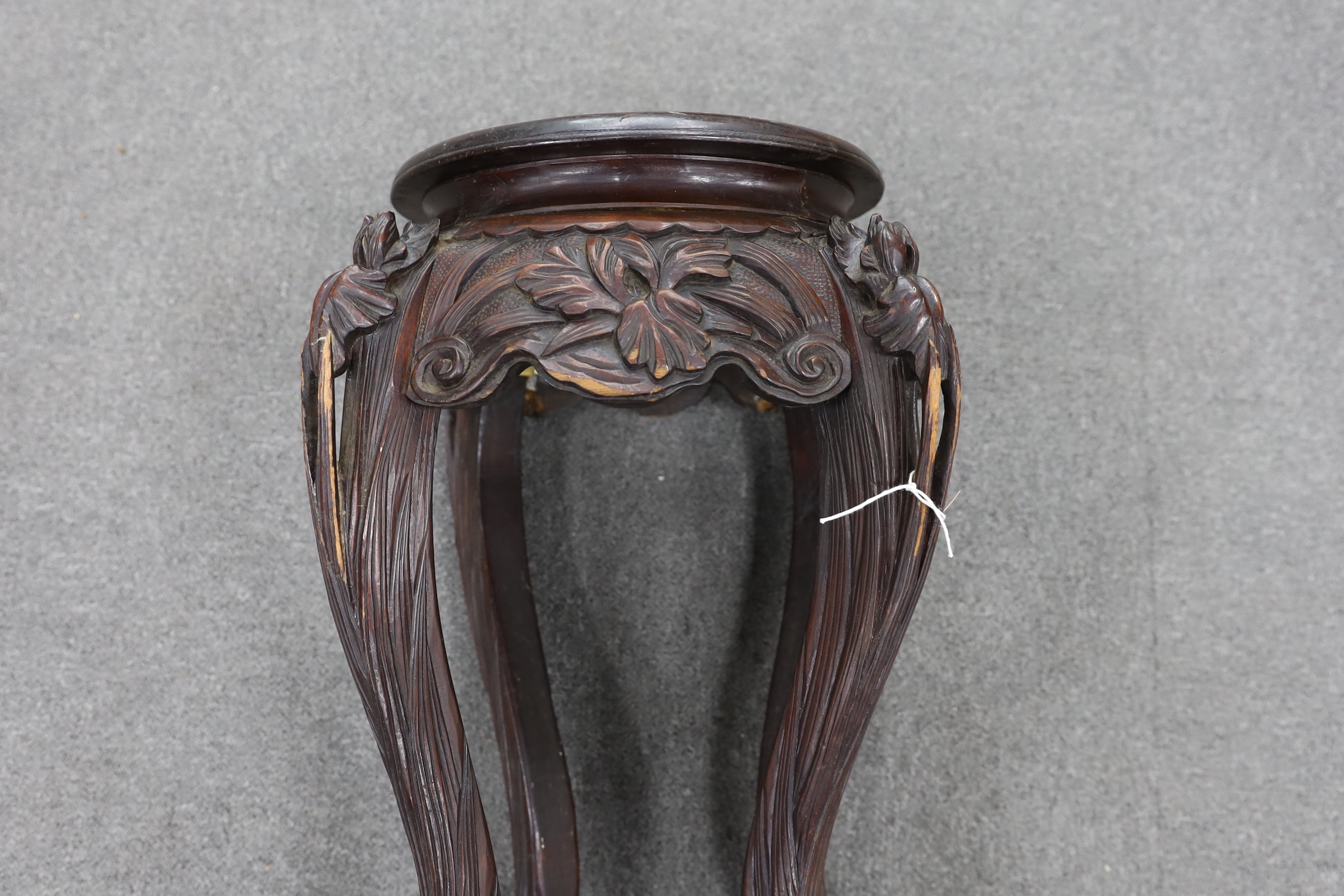 A Chinese carved wood vase stand, height 52cm